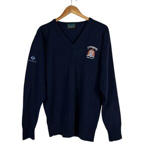Glenmuir 1891 100% Lambswool  V-Neck Golf Knit Sweater Size Medium Blue